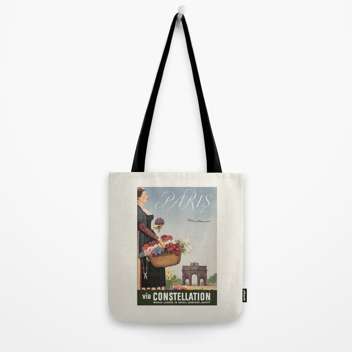 1950s Paris Vintage Travel Poster Tote Bag Gallery Image 2
