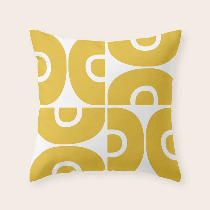 Mid Century Modern Abstract Pattern 7721 Mustard Yellow Throw Pillow Gallery Image 1