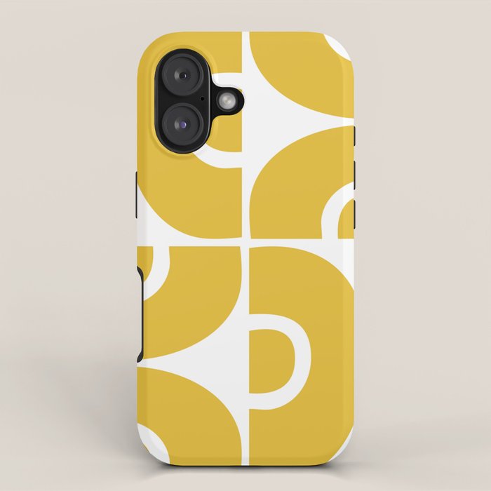 Mid Century Modern Abstract Pattern 7721 Mustard Yellow iPhone Case Gallery Image 1
