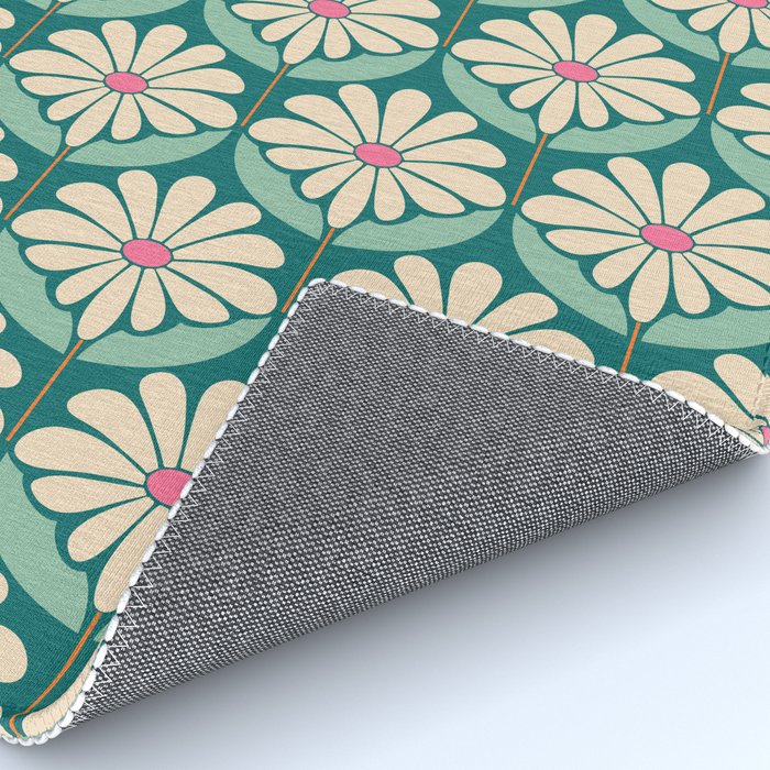 Flower Power - Teal, Pink and Off-white Rug Gallery Image 4
