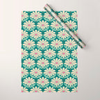 Flower Power - Teal, Pink and Off-white Wrapping Paper Gallery Image 1
