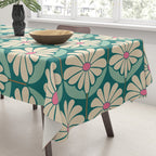 Flower Power - Teal, Pink and Off-white Tablecloth Gallery Image 3