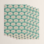 Flower Power - Teal, Pink and Off-white Wrapping Paper Gallery Image 3