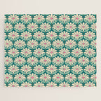 Flower Power - Teal, Pink and Off-white Jigsaw Puzzle Gallery Image 1