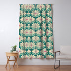 Flower Power - Teal, Pink and Off-white Window Curtain Gallery Image 5