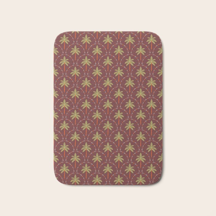 Vintage summer palm tree art pattern Bath Mat Gallery Image 1