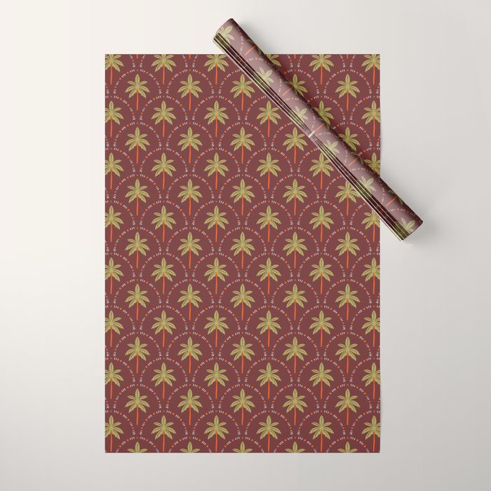 Vintage summer palm tree art pattern Wrapping Paper Gallery Image 1