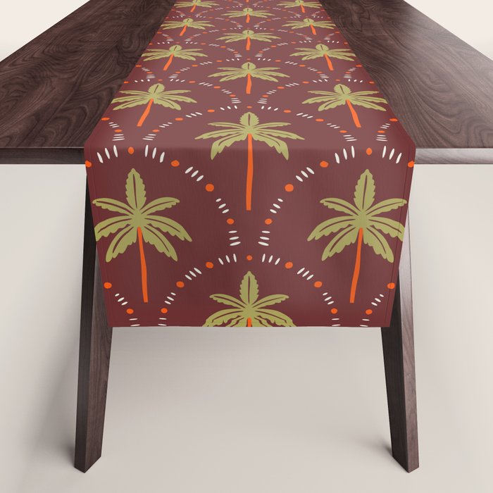 Vintage summer palm tree art pattern Table Runner Gallery Image 1