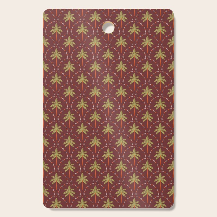 Vintage summer palm tree art pattern Cutting Board Gallery Image 1