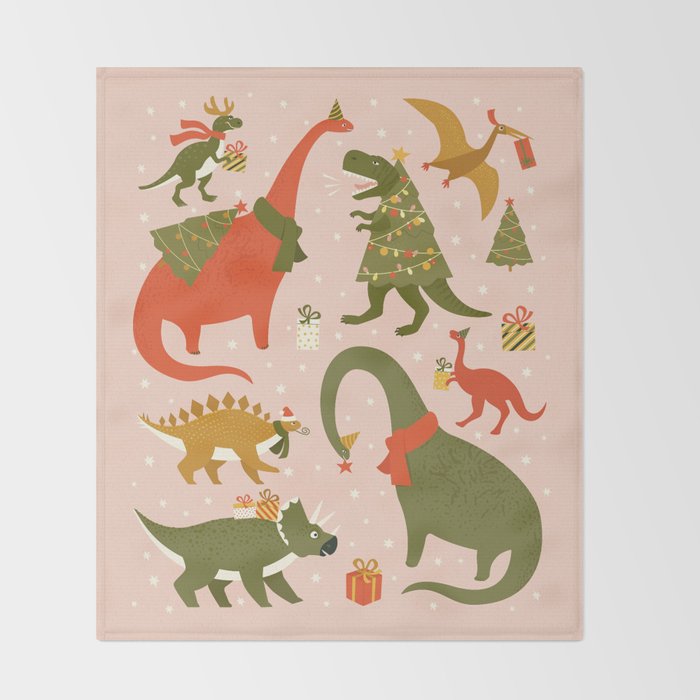 Tyrannosaurus and Dinosaurs Christmas Tree Rex Throw Blanket Gallery Image 2