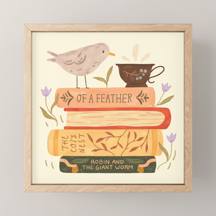 Bird's Book Stack Mini Art Print Gallery Image 1