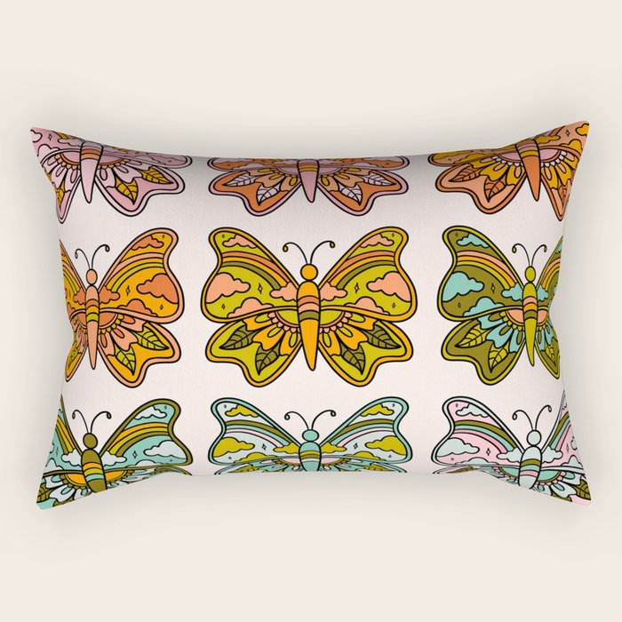 Rainbow Butterflies Rectangular Pillow Gallery Image 1