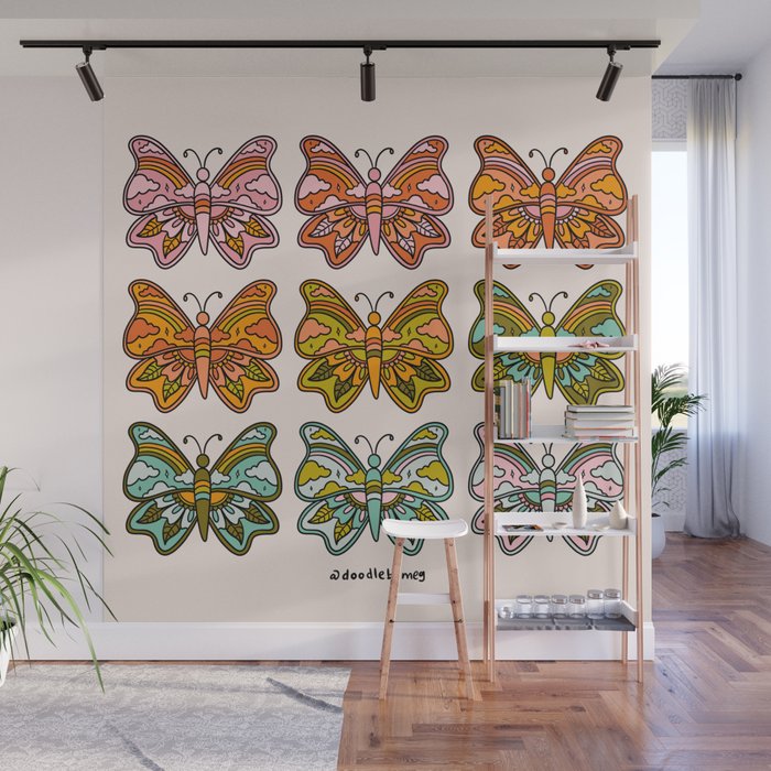Rainbow Butterflies Wall Mural Gallery Image 1