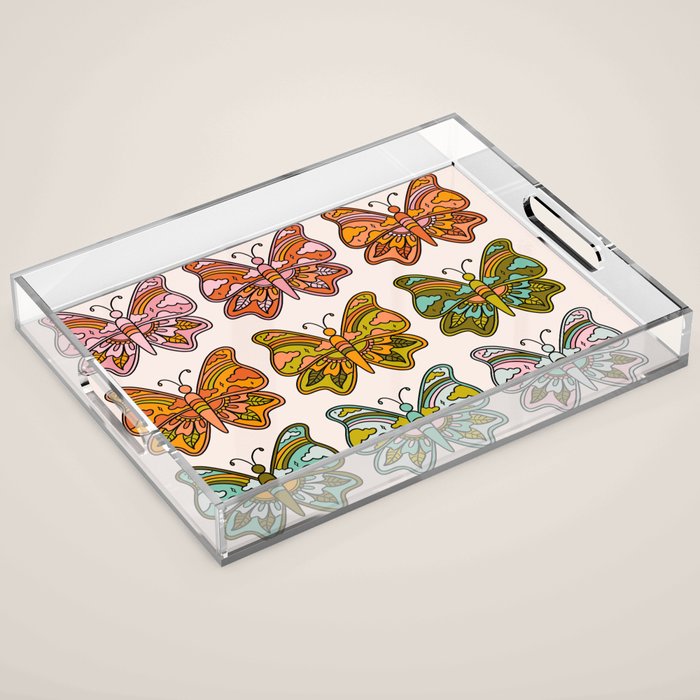 Rainbow Butterflies Acrylic Tray Gallery Image 1