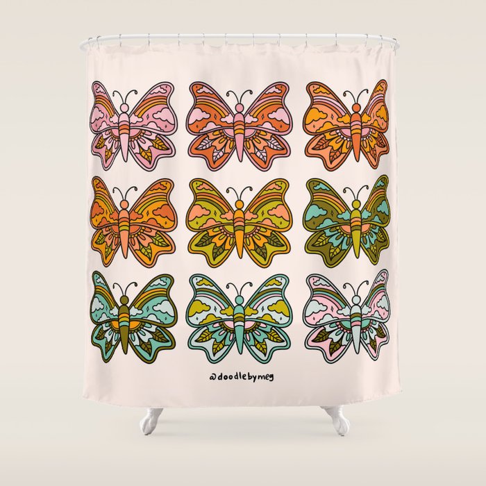 Rainbow Butterflies Shower Curtain Gallery Image 1