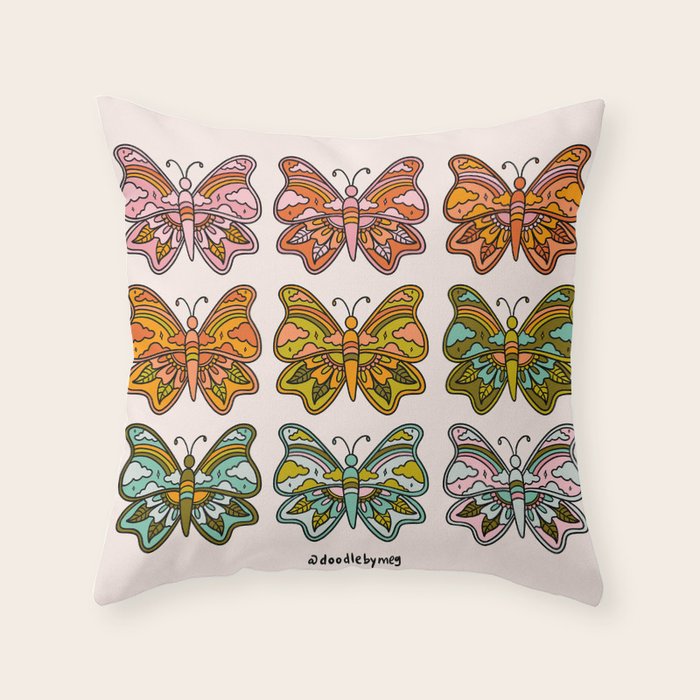 Rainbow Butterflies Throw Pillow Gallery Image 1
