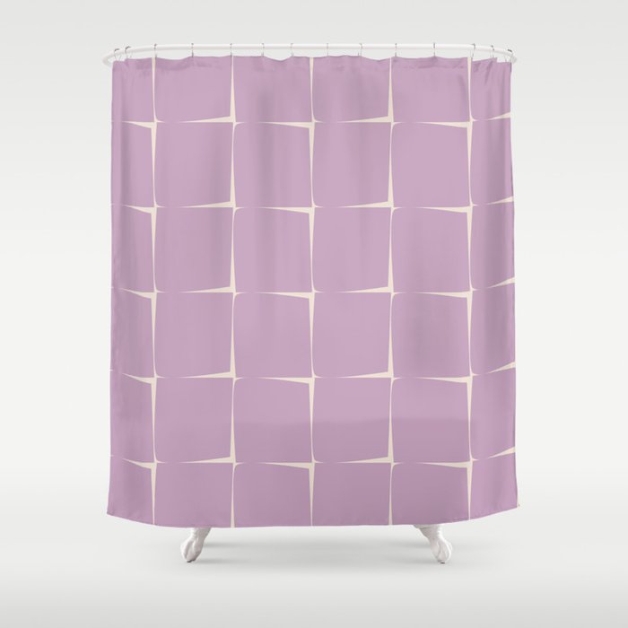 Lavender Flux Check Grid Pattern Shower Curtain Gallery Image 1