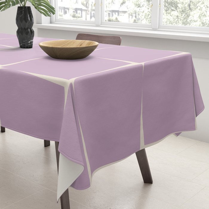 Lavender Flux Check Grid Pattern Tablecloth Gallery Image 3