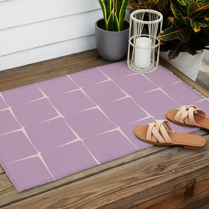 Lavender Flux Check Grid Pattern Outdoor Rug Gallery Image 2