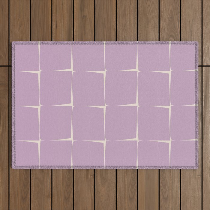 Lavender Flux Check Grid Pattern Outdoor Rug Gallery Image 1