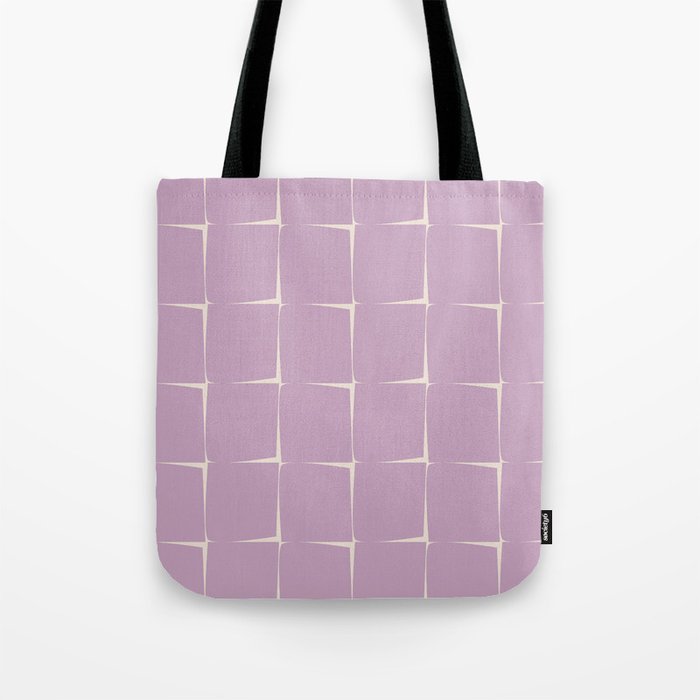 Lavender Flux Check Grid Pattern Tote Bag Gallery Image 1