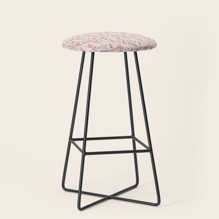 Minimal Blooming Flowers - Blush Pink, Yellow, Blue Stool Gallery Image 1