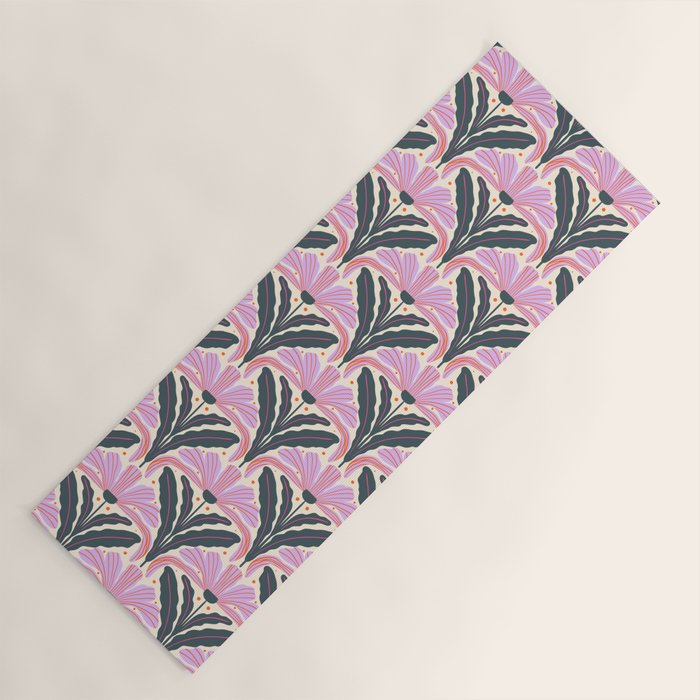 Modern flowers - violet and green Yoga Mat Gallery Image 1