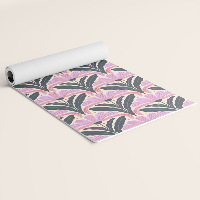 Modern flowers - violet and green Yoga Mat Gallery Image 2