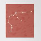 Aquarius Zodiac Star Constellation Line Art Red Throw Blanket Gallery Image 2