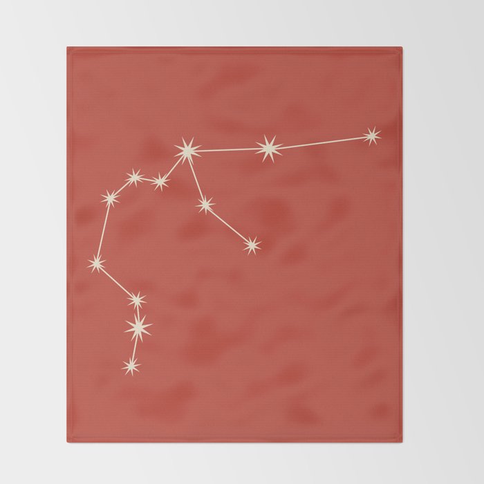 Aquarius Zodiac Star Constellation Line Art Red Throw Blanket Gallery Image 2