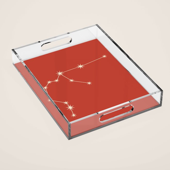 Aquarius Zodiac Star Constellation Line Art Red Acrylic Tray Gallery Image 1