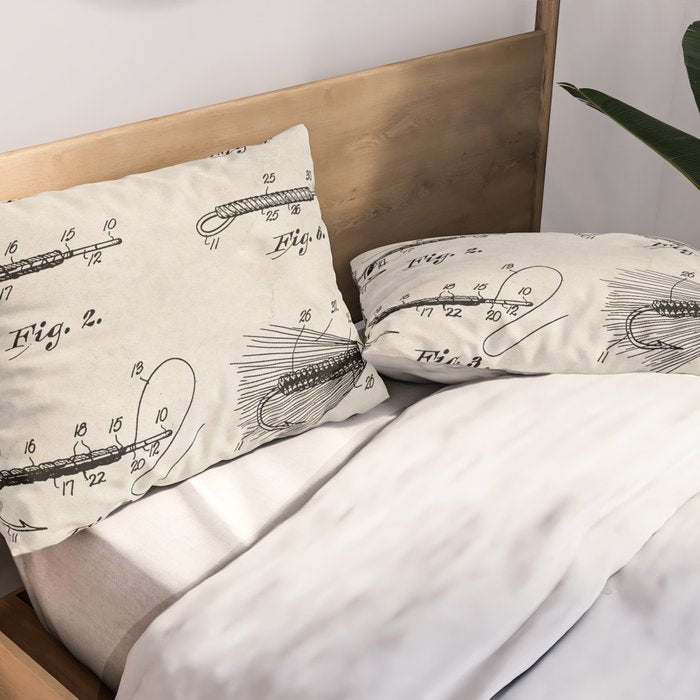 Fly Fishing Patent - Fisherman Art - Antique Pillow Sham Gallery Image 2