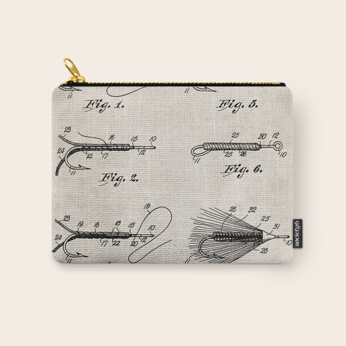 Fly Fishing Patent - Fisherman Art - Antique Carry All Pouch Gallery Image 1