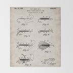 Fly Fishing Patent - Fisherman Art - Antique Throw Blanket Gallery Image 2