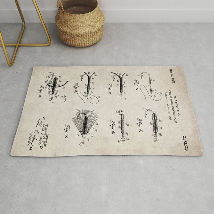 Fly Fishing Patent - Fisherman Art - Antique Rug Gallery Image 1