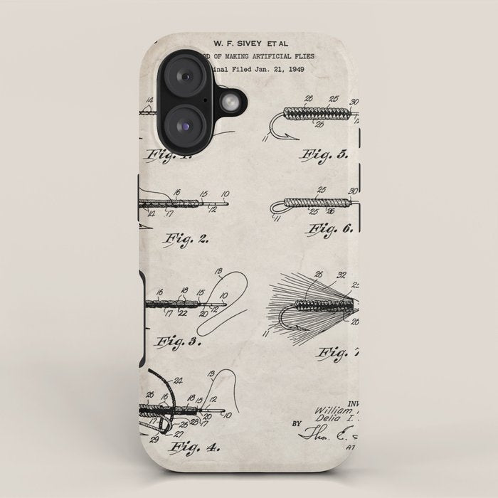 Fly Fishing Patent - Fisherman Art - Antique iPhone Case Gallery Image 1