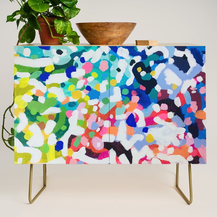 Rainbow Kaleidoscope by Ejaaz Haniff Colorful Art Abstract Painting Acrylic Painting Fun Shapes Pattern Credenza Gallery Image 1
