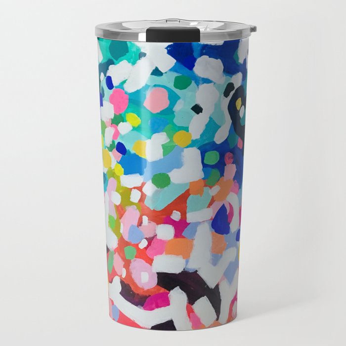 Rainbow Kaleidoscope by Ejaaz Haniff Colorful Art Abstract Painting Acrylic Painting Fun Shapes Pattern Travel Mug Gallery Image 1