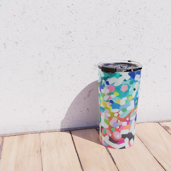 Rainbow Kaleidoscope by Ejaaz Haniff Colorful Art Abstract Painting Acrylic Painting Fun Shapes Pattern Travel Mug Gallery Image 4