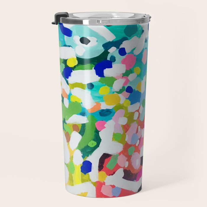Rainbow Kaleidoscope by Ejaaz Haniff Colorful Art Abstract Painting Acrylic Painting Fun Shapes Pattern Travel Mug Gallery Image 3