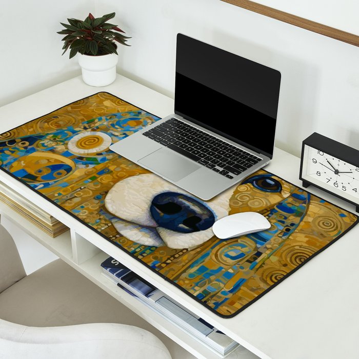 Klimt Dog with Brown Eyes Desk Mat Gallery Image 2
