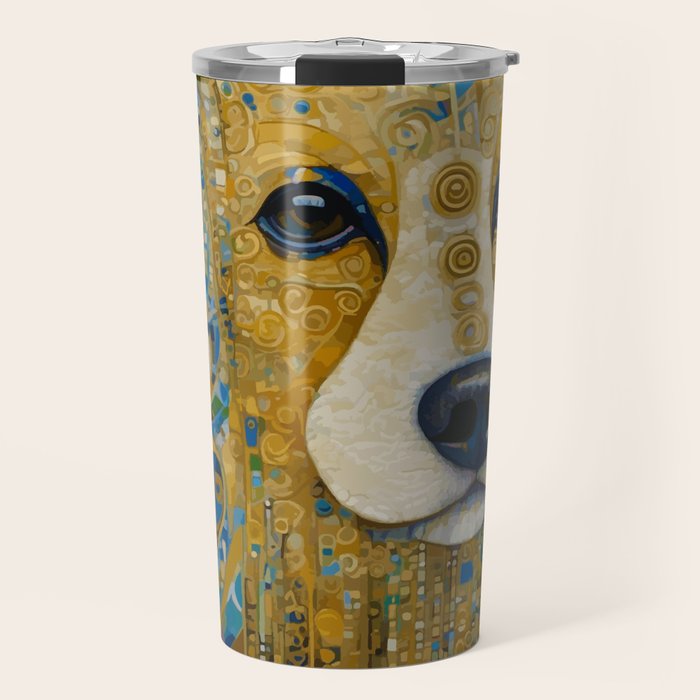 Klimt Dog with Brown Eyes Travel Mug Gallery Image 1
