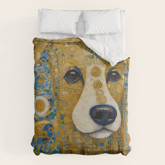 Klimt Dog with Brown Eyes Duvet Cover Gallery Image 1
