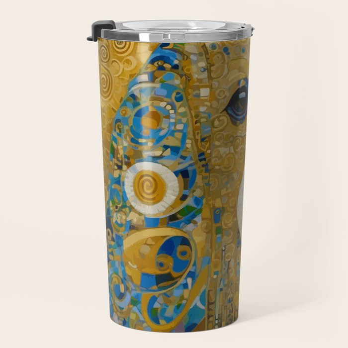 Klimt Dog with Brown Eyes Travel Mug Gallery Image 3