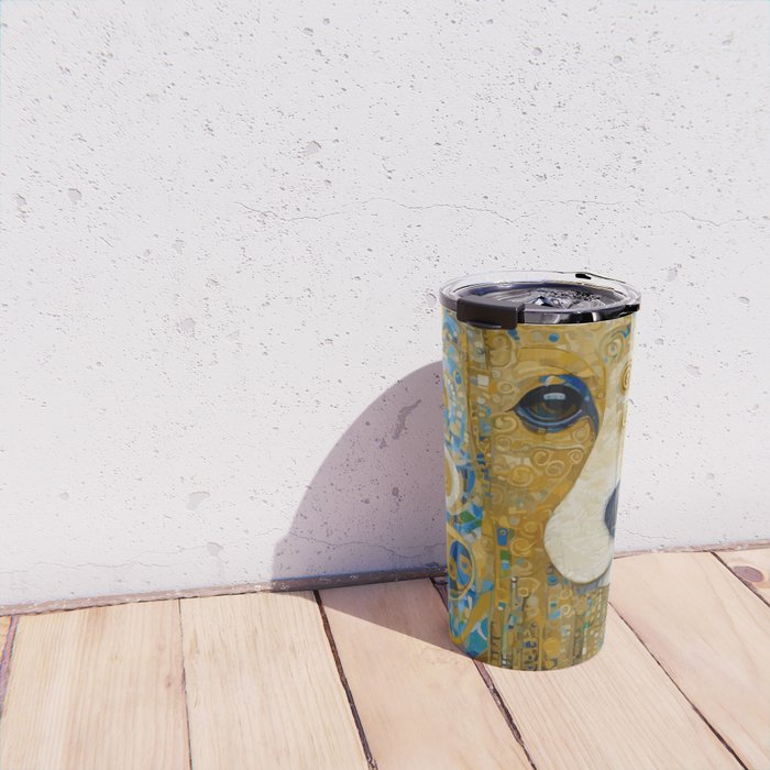 Klimt Dog with Brown Eyes Travel Mug Gallery Image 4