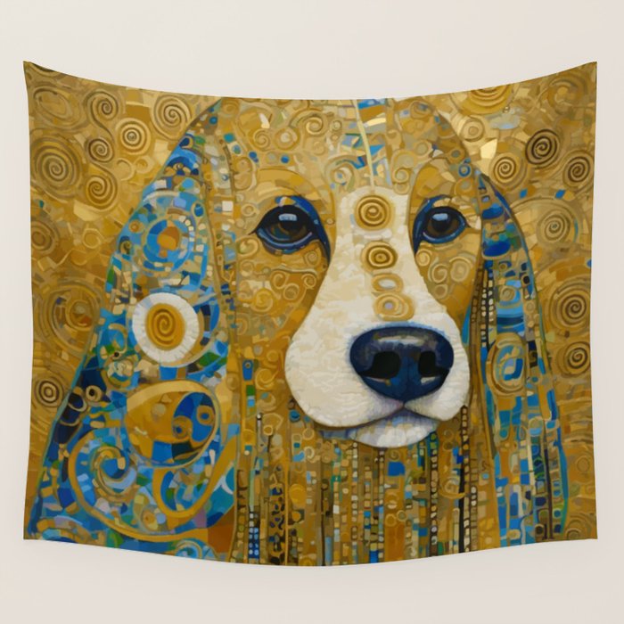 Klimt Dog with Brown Eyes Wall Tapestry Gallery Image 4