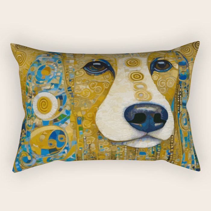 Klimt Dog with Brown Eyes Rectangular Pillow Gallery Image 2