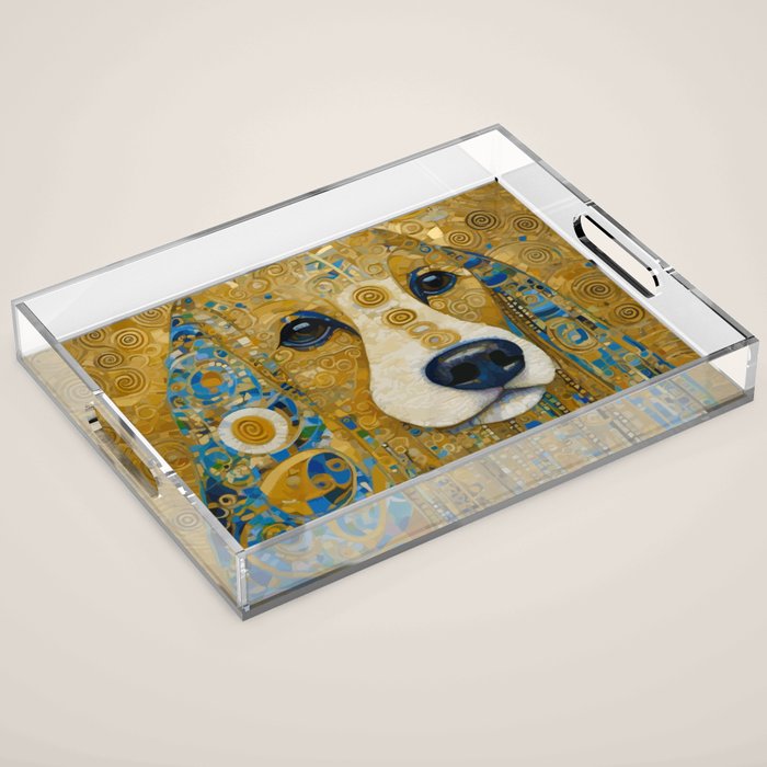 Klimt Dog with Brown Eyes Acrylic Tray Gallery Image 1