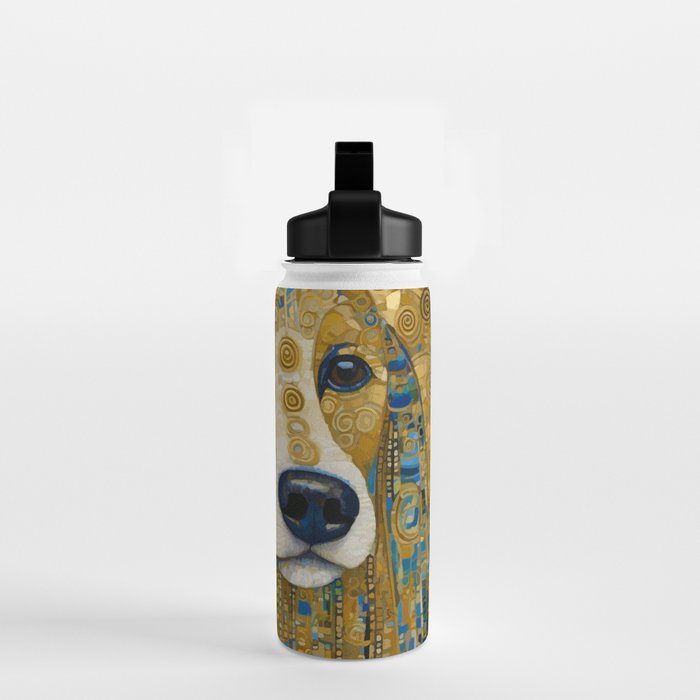 Klimt Dog with Brown Eyes Water Bottle Gallery Image 2