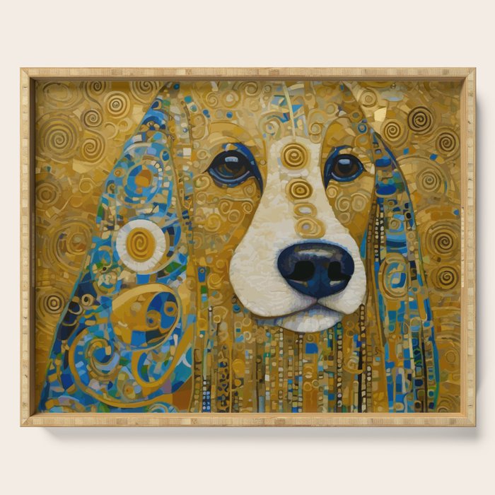 Klimt Dog with Brown Eyes Serving Tray Gallery Image 1